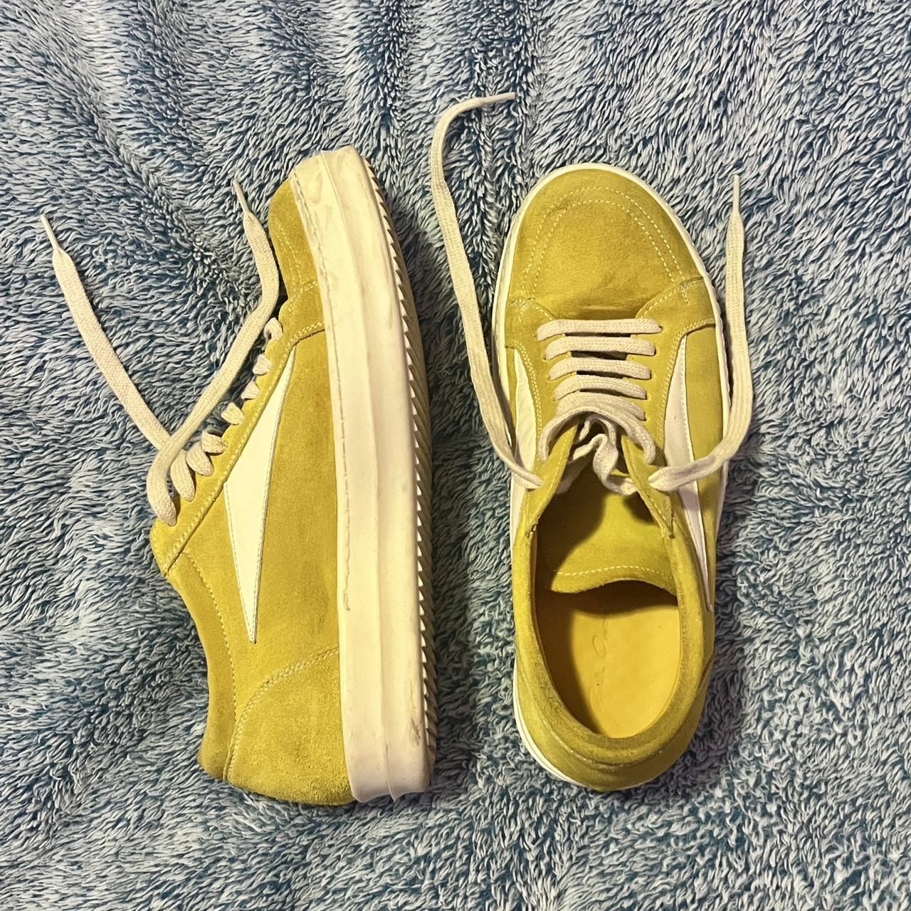 Rick Owens Men's Sneakers - Yellow - US 9.5 – MRick Owens yellow lemon milk suede SS23 …