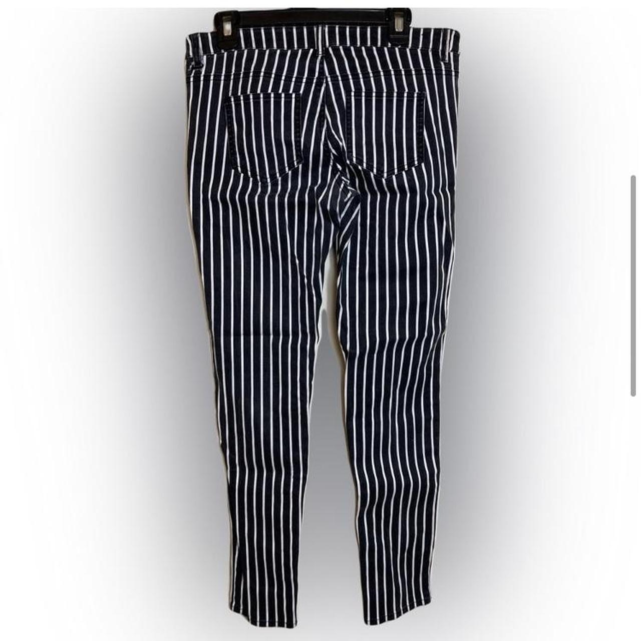Black and white vertical striped jeans. I took the - Depop