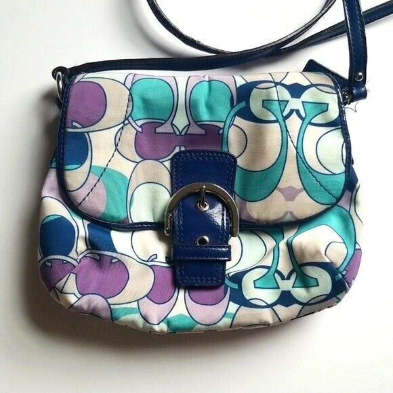 Coach | Bags | Coach Signature Satin Scarf Print Multicolor Handbag |  Poshmark