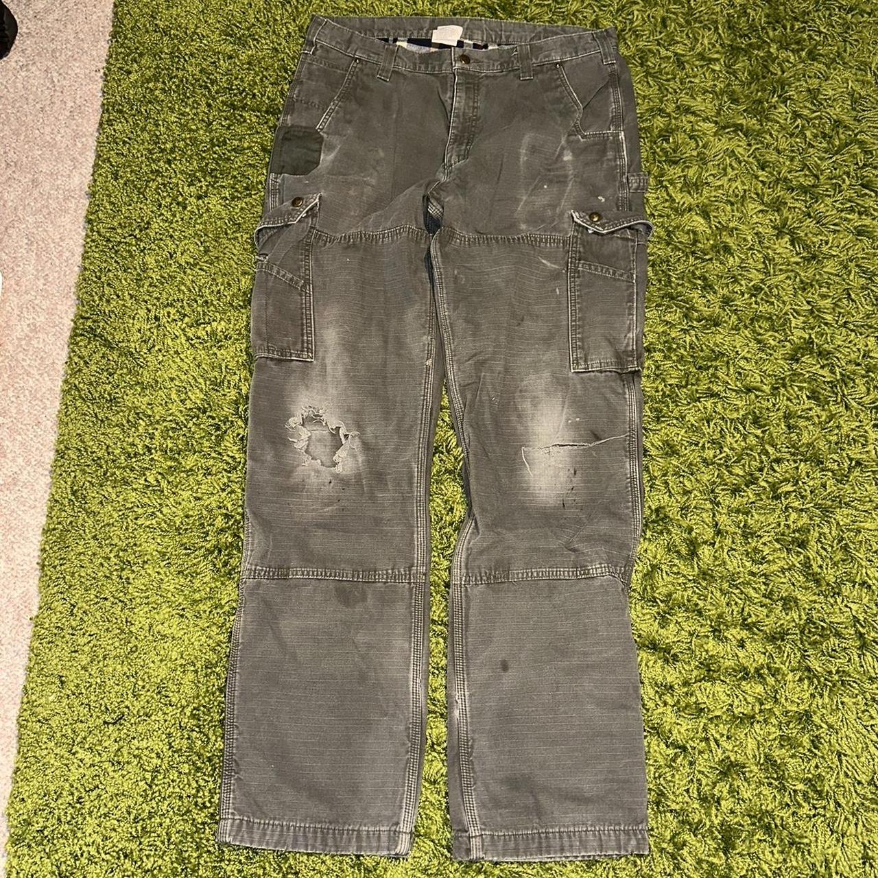 Vintage Carhartt pants Cargo pockets, flannel lined,... - Depop