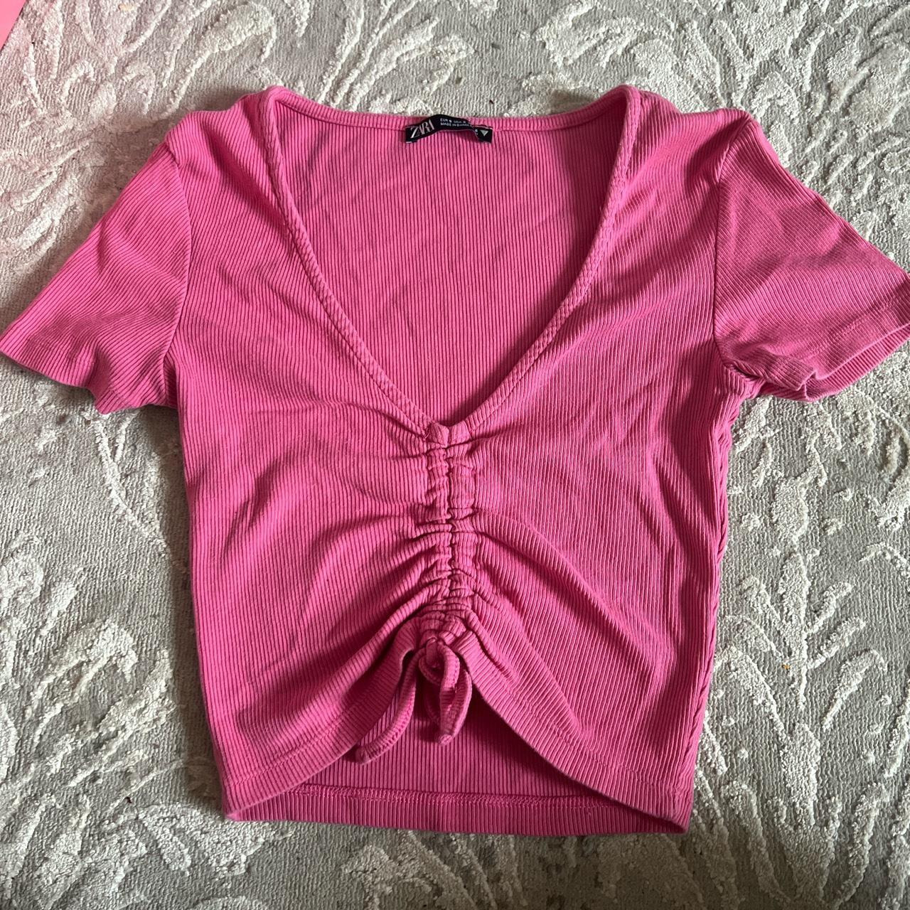 Pink Zara crop top. Size small Depop