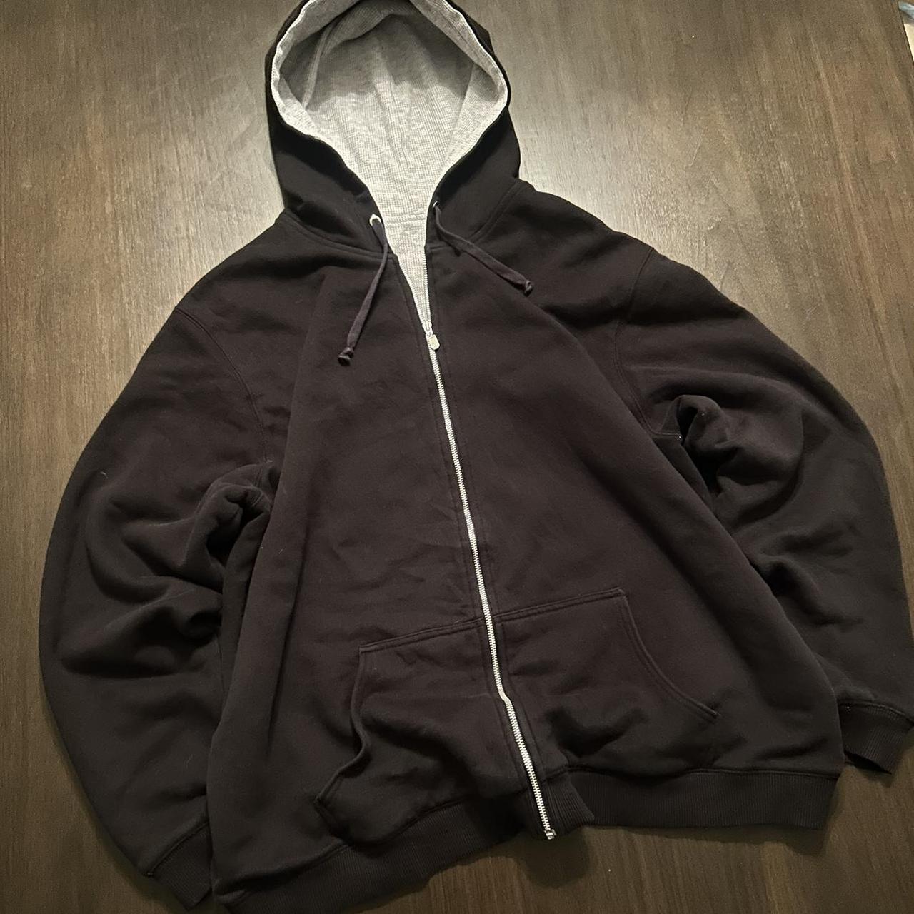 y2k black bbl zip up hoodie 🖤 hourglass effect - Depop