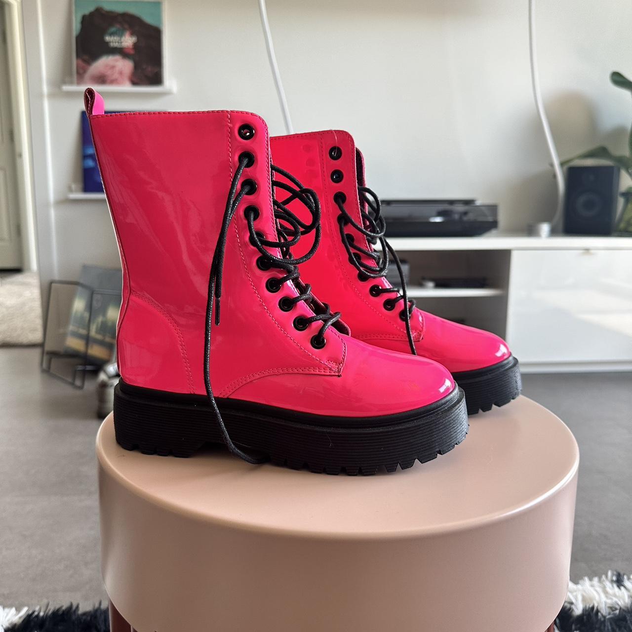 Hot Pink Charlotte Russe PVC Boot Size 6 women s