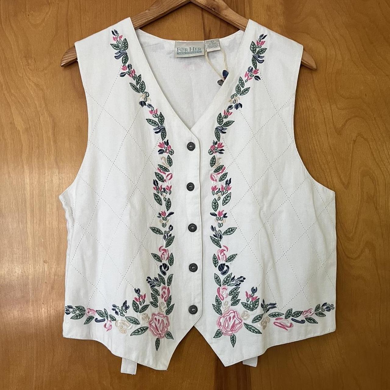 Van Heusen Women's White and Pink Gilet | Depop