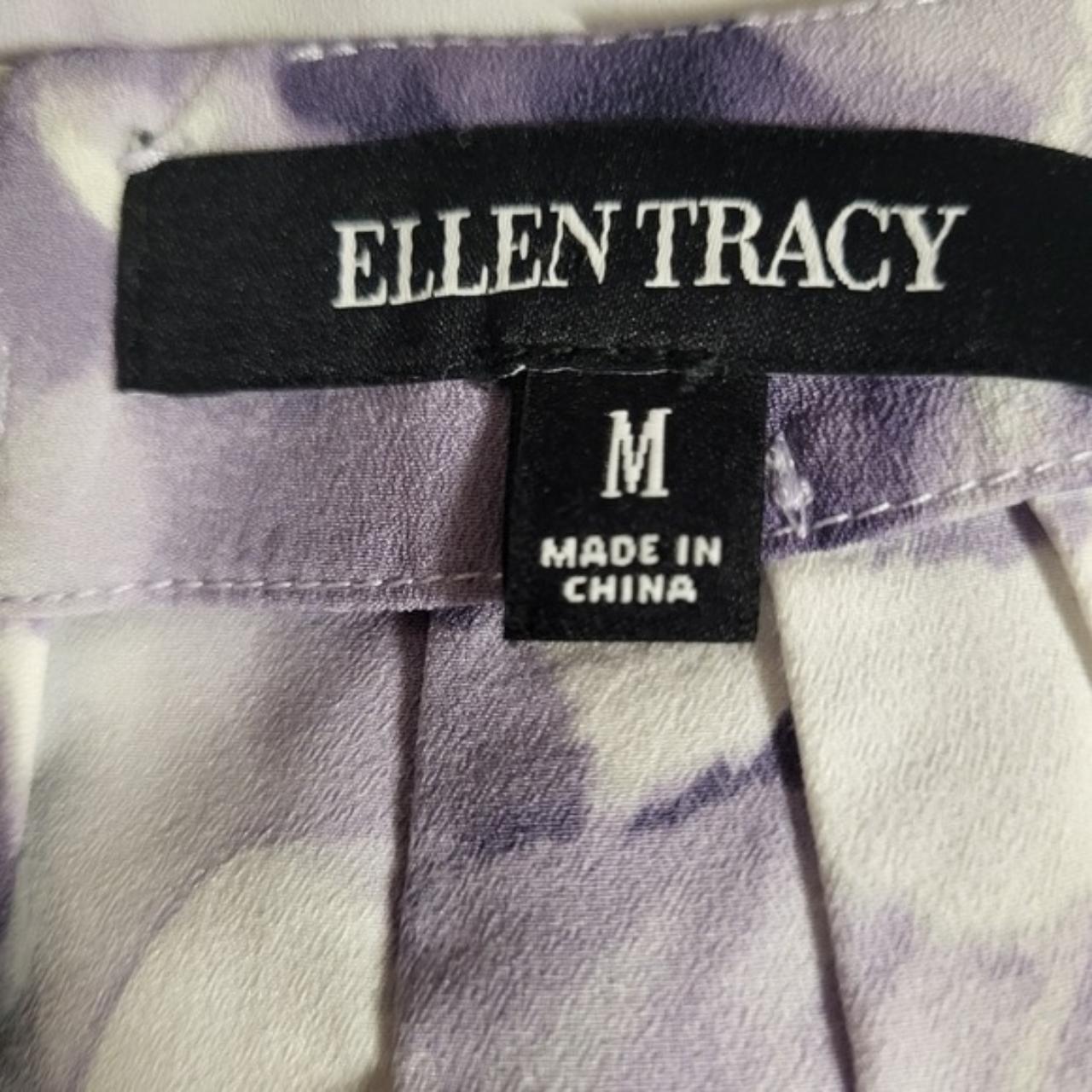 Ellen Tracy Floral Top Purple/White sz M EUC - Depop