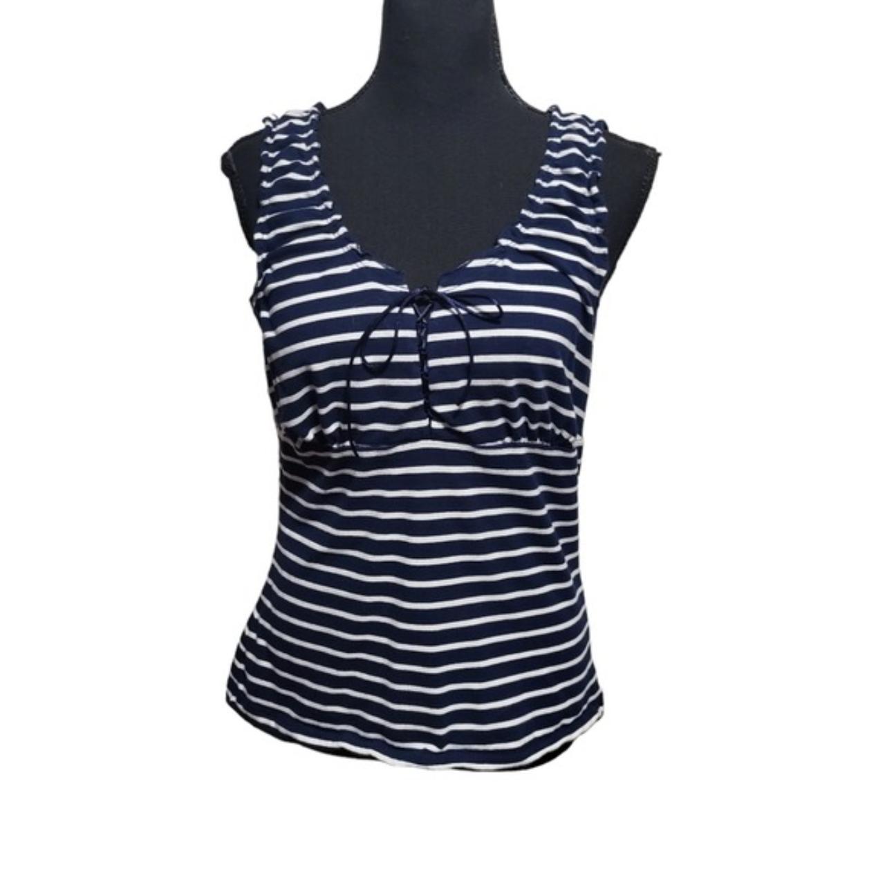 Dressbarn Stripe Tank Blue/White sz PM EUC 033 - Depop