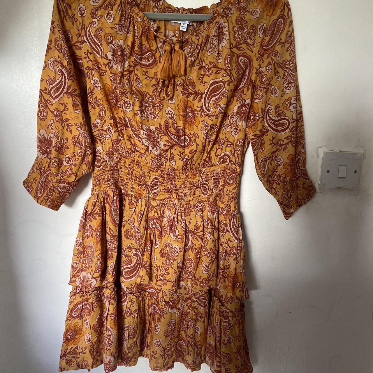 orange and yellow paisley summer dress never worn... - Depop