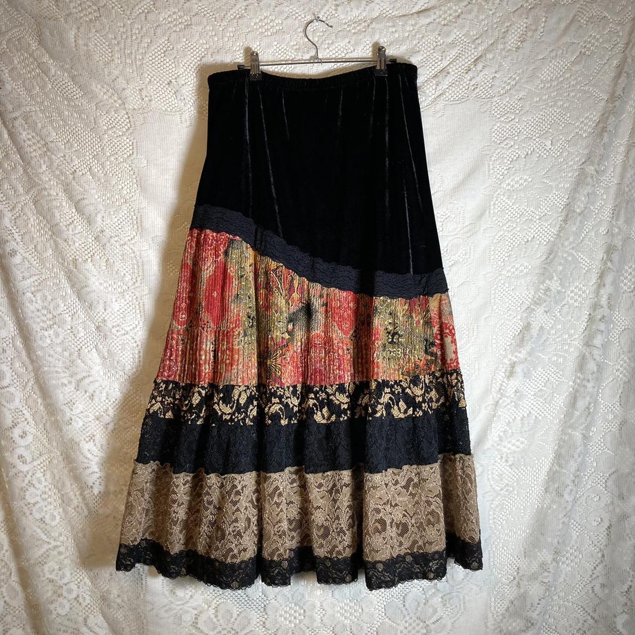 Y2K whimsygoth velvet midi skirt,asymmetrical... - Depop