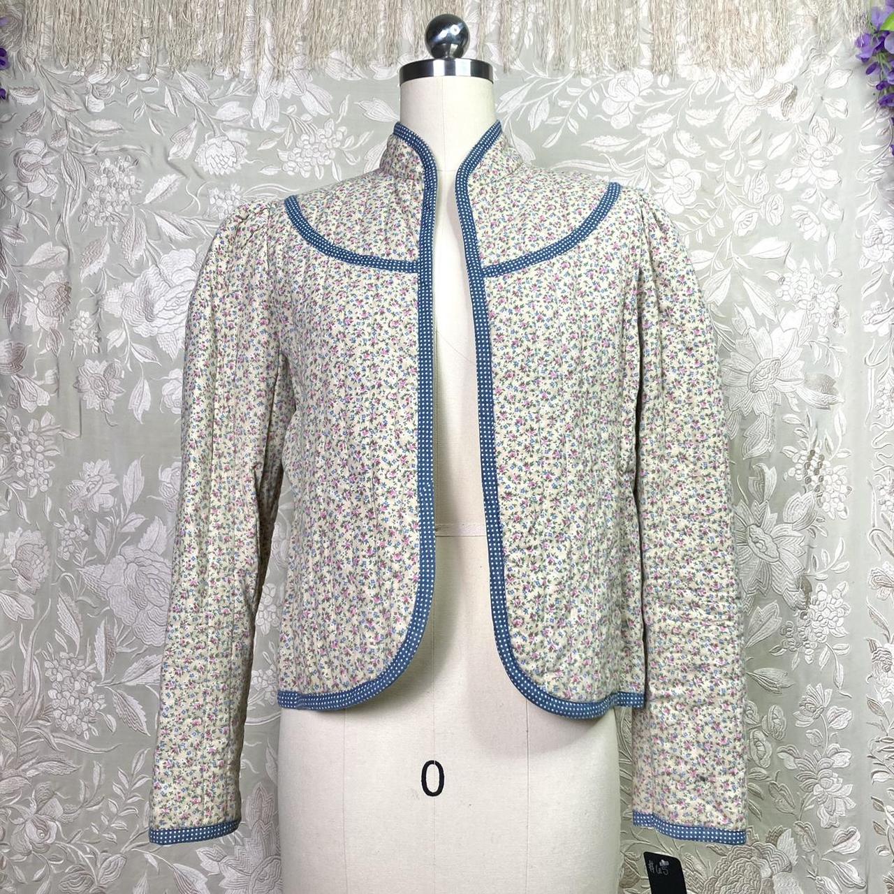 70s Gunne Sax Quilted Jacket With Pink Micro Floral Depop