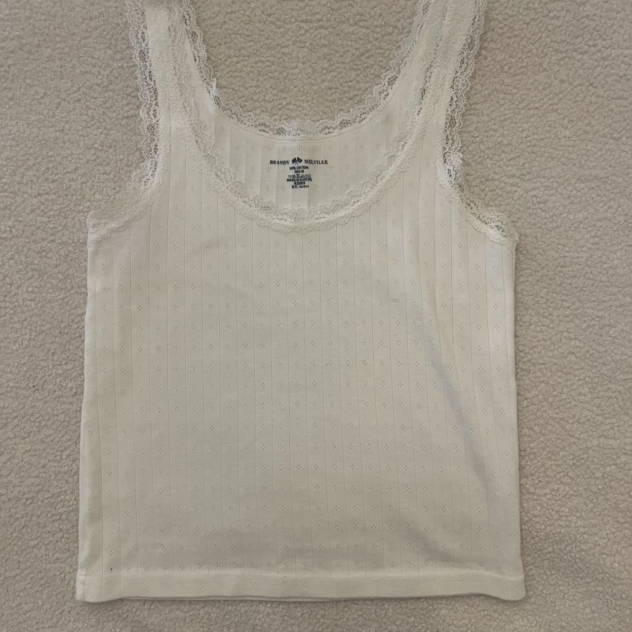 brandy melville arden lace tank ~ivory ~barely worn - Depop