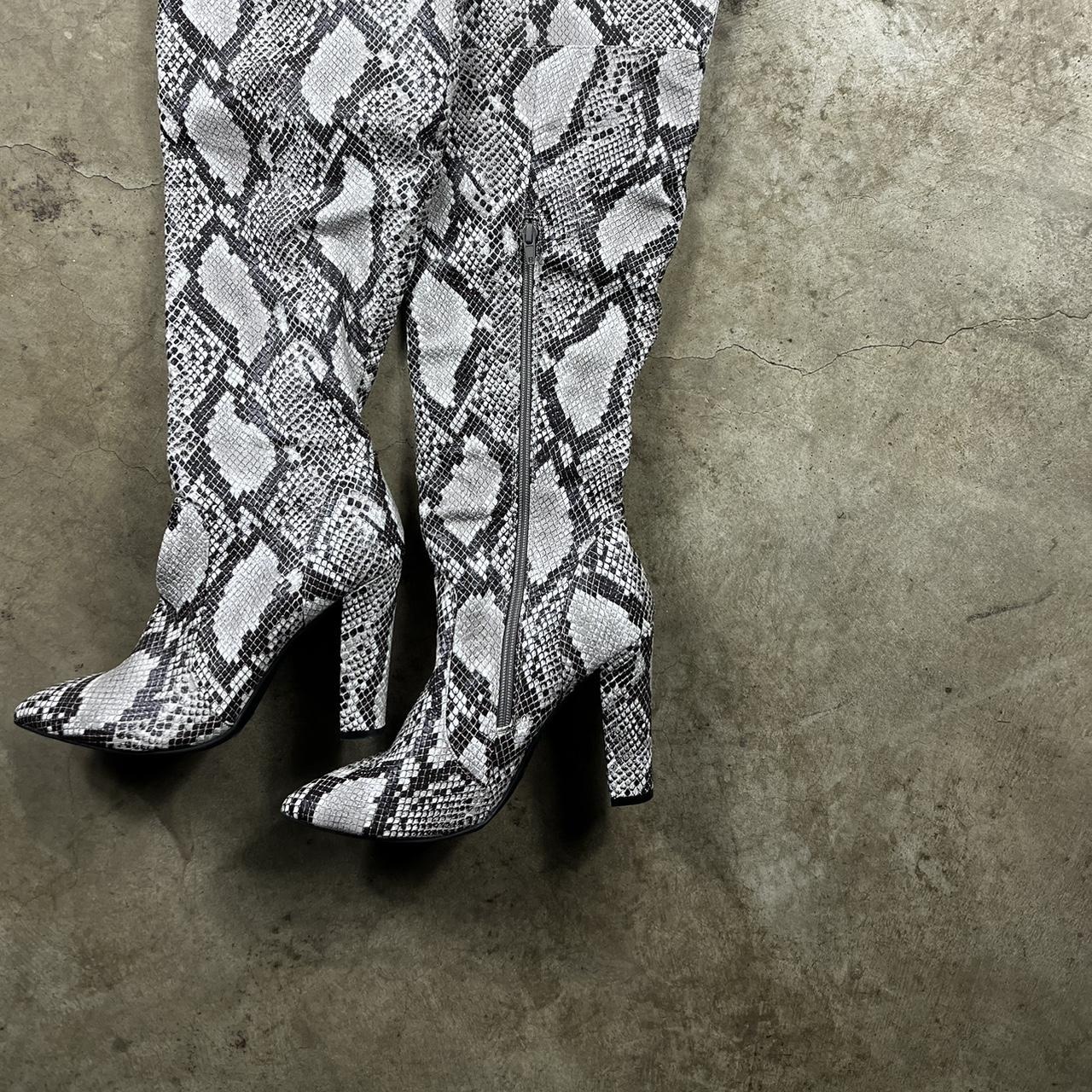 snakeskin boots low heel