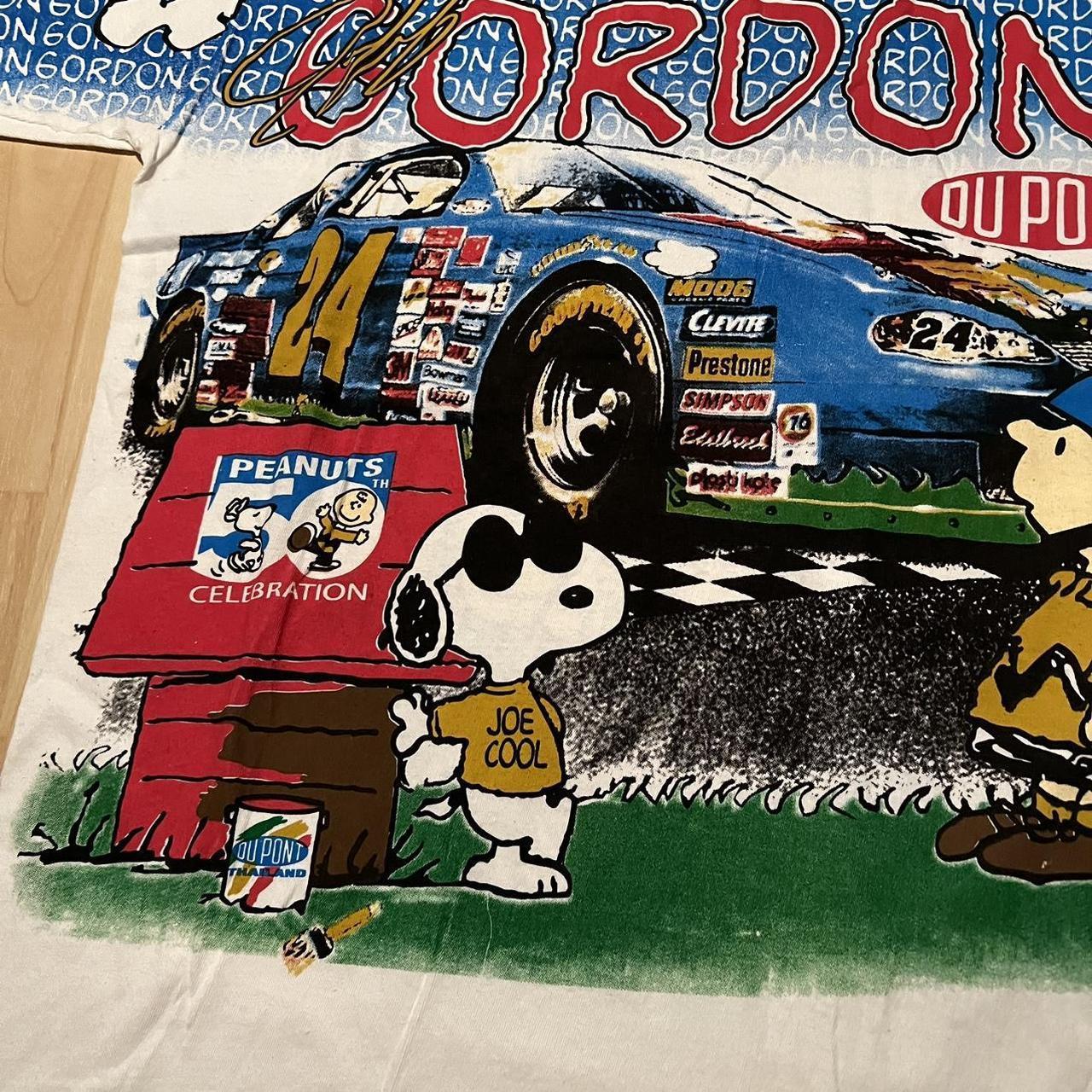 Single Stitch Snoopy Peanuts NASCAR Racing T-Shirt... - Depop