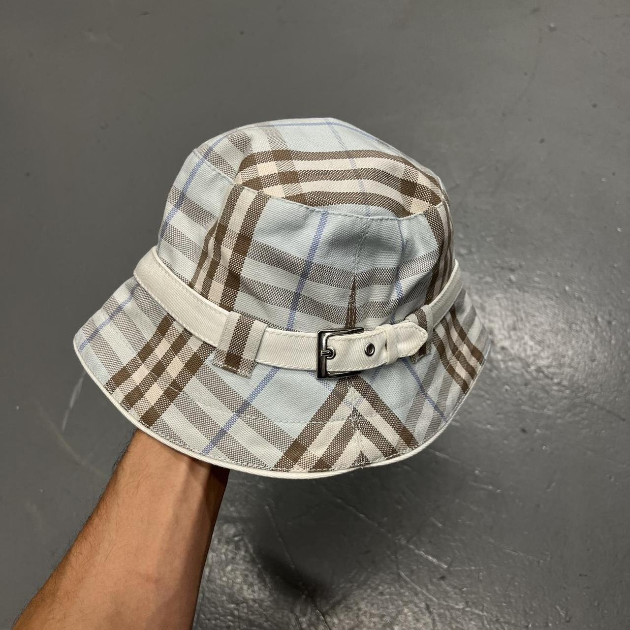 Vintage Baby Blue Nova check Burberry Panama Bucket. Depop