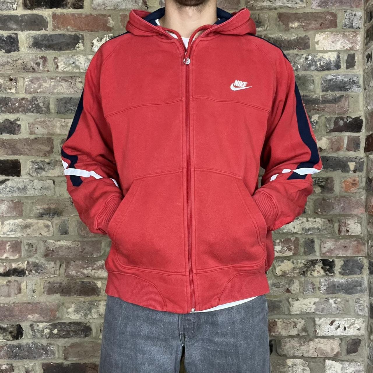 Vintage Red Nike hoodie Size: Large Mens Depop