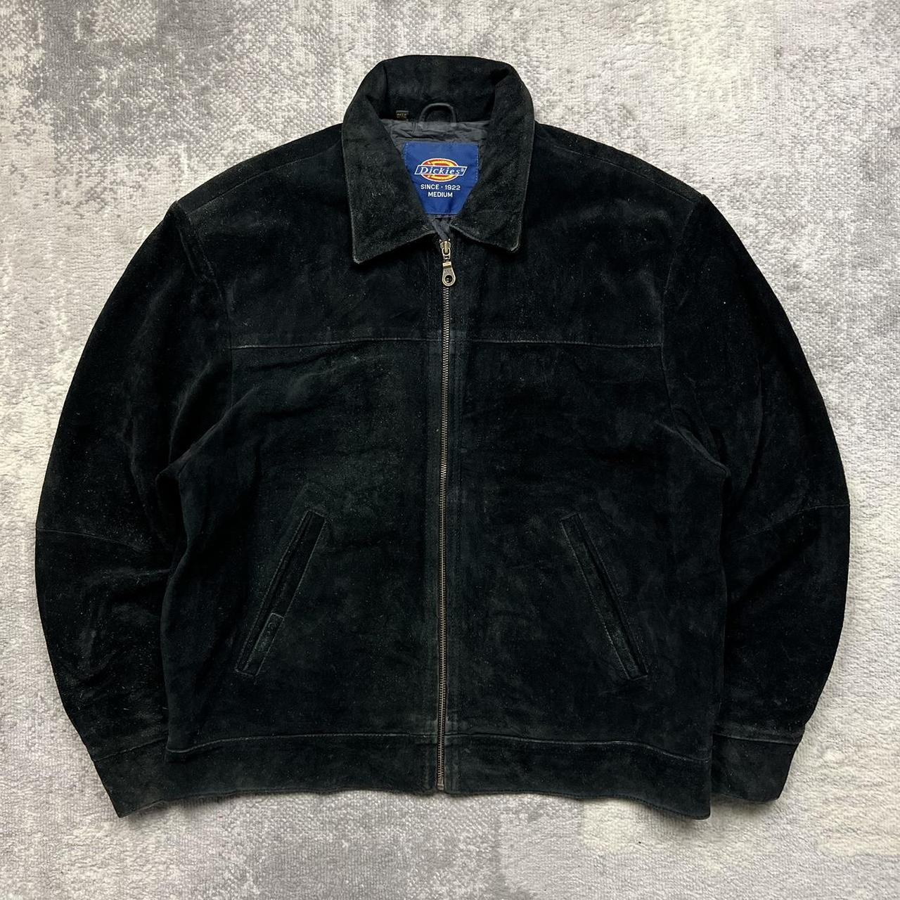 Vintage Dickies Leather Jacket 90s Black Suede. Depop