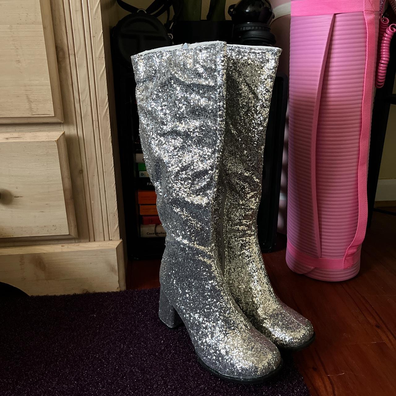 #Ellie 3’ Heel Glitter #GOGO Boots. W/ Zipper Brand... - Depop