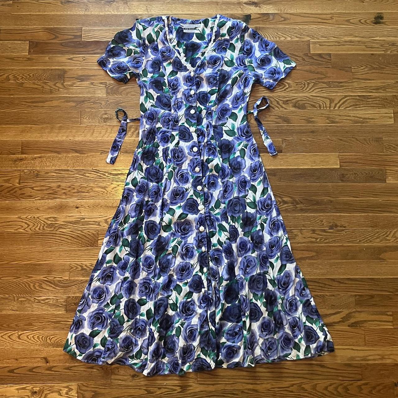 Blair Women's Blue and White Dress | Depop