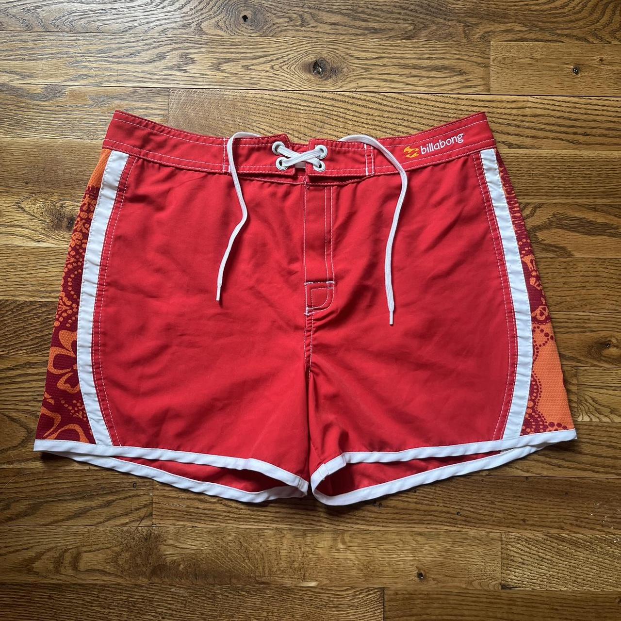 Sporty lil vintage red board shorts from late... - Depop