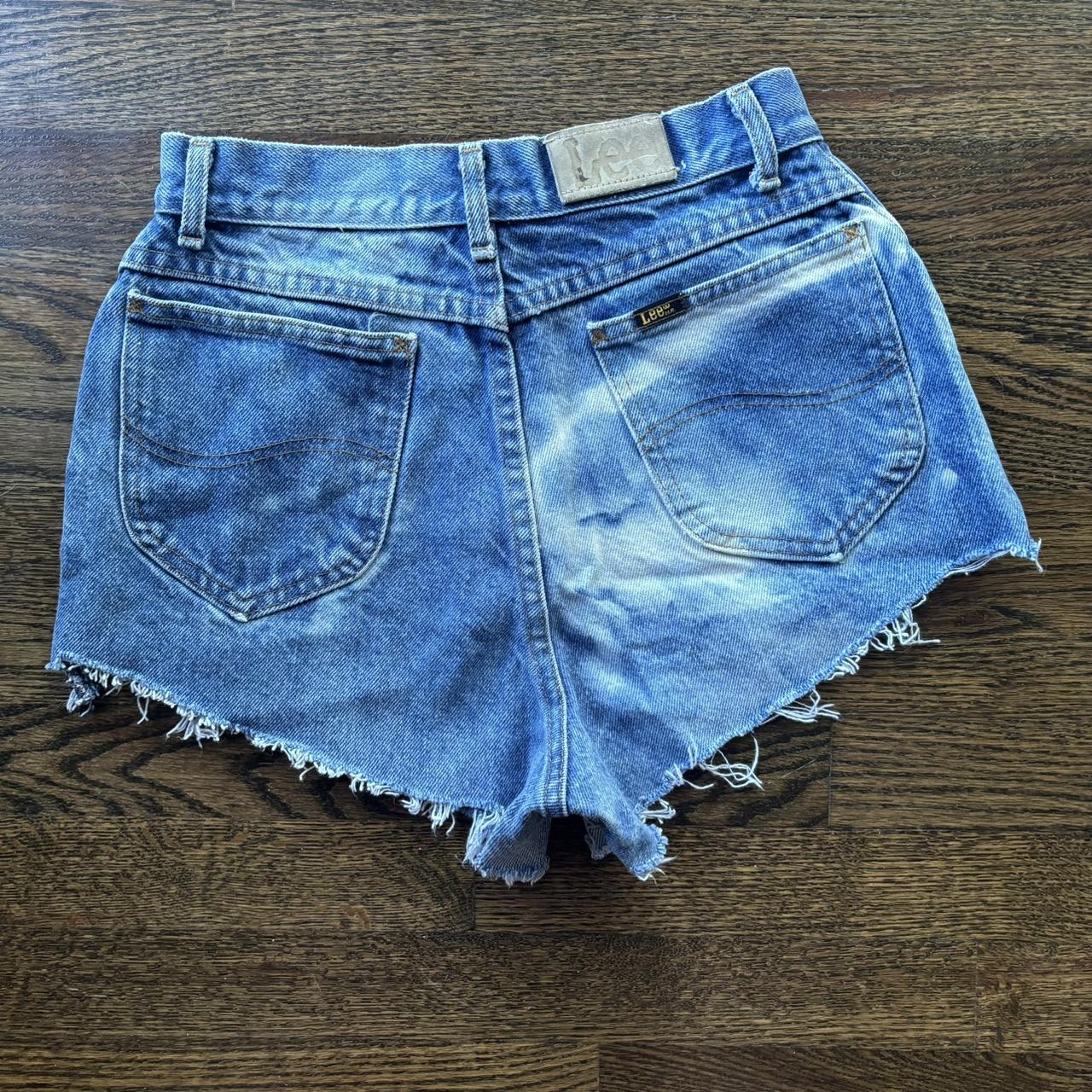 Amazing vintage TIE DYE denim frayed cutoff shorts... - Depop