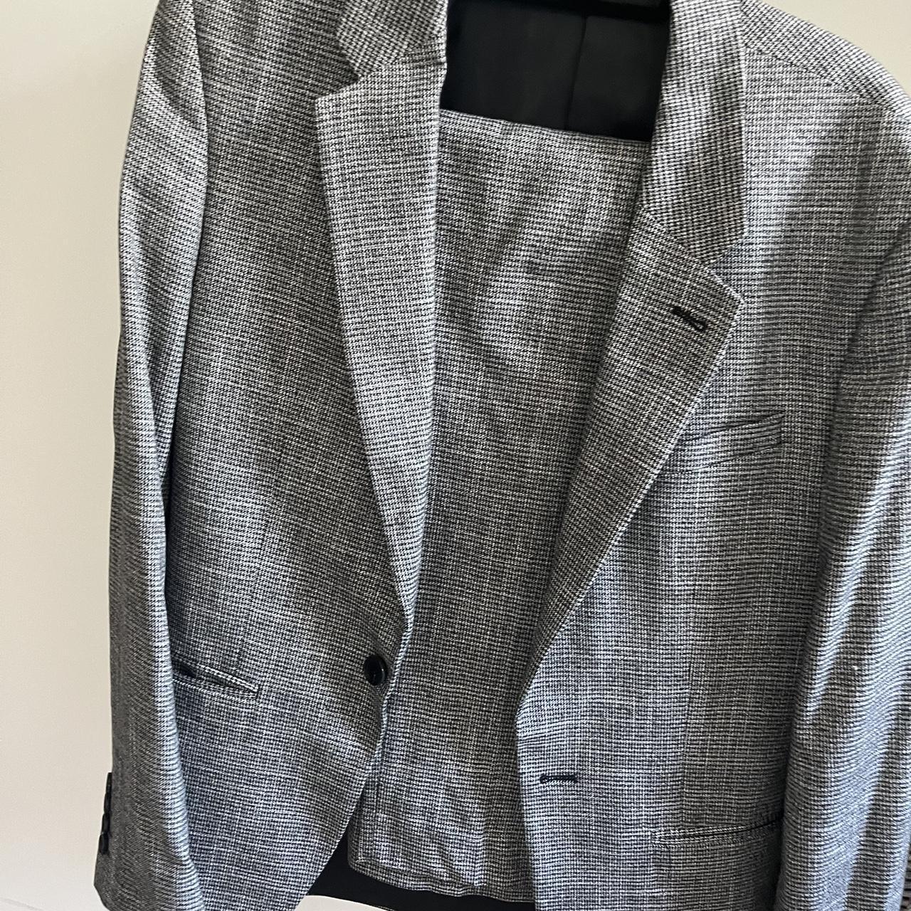 River Island men’s suit grey checked worn once.... - Depop