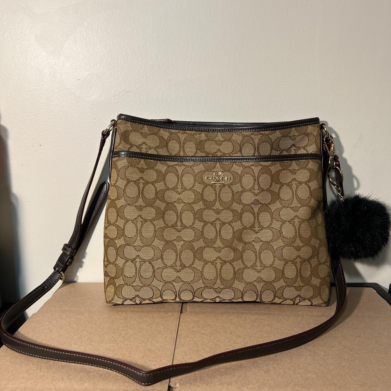 Coach Cassie colorblock crossbody purse in tan/white - Depop