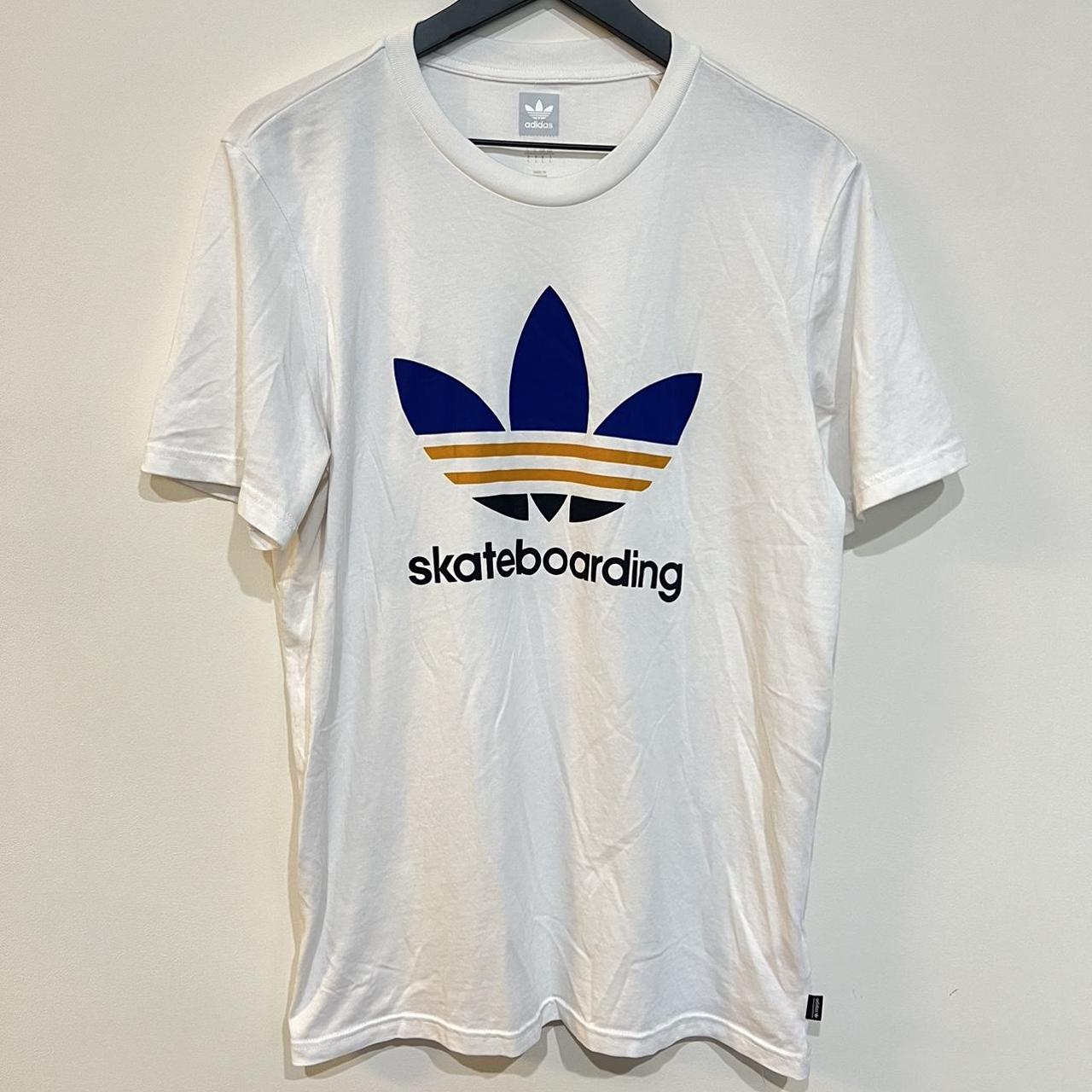 Adidas Skateboarding White Graphic Skate T shirt... - Depop