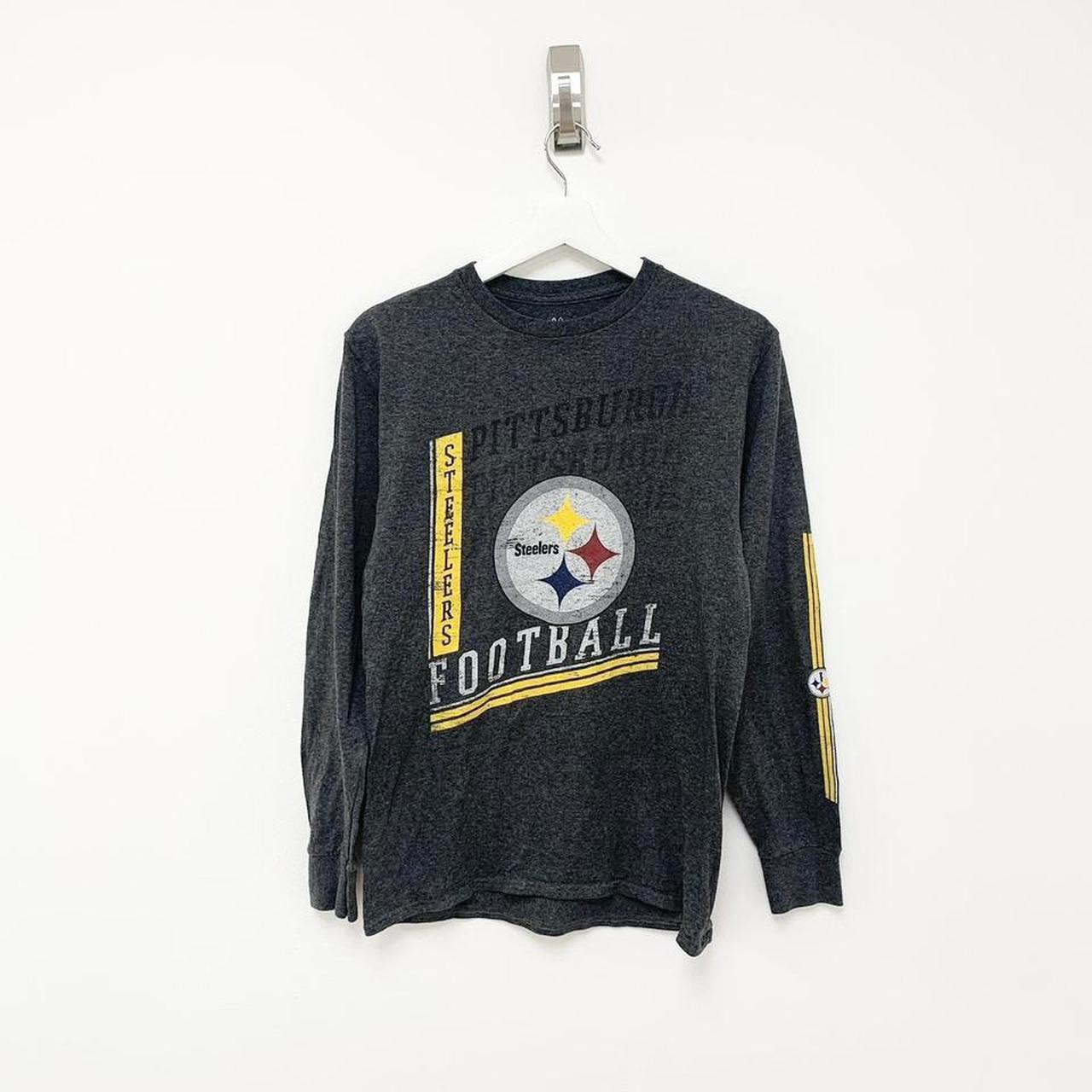 NFL T Shirt Grey longsleeve Steelers tee. Good - Depop