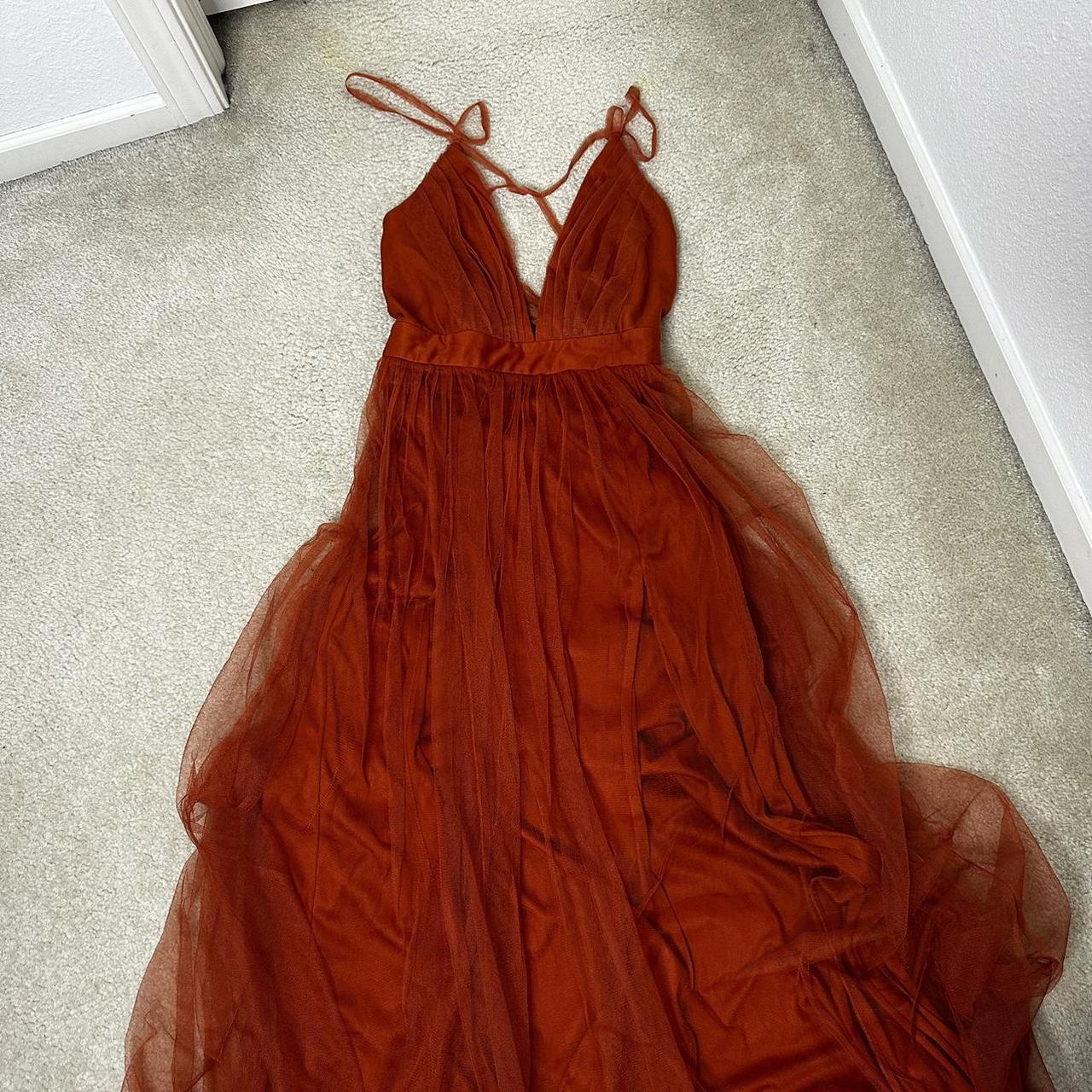 Windsor Women's Orange and Red Dress Depop