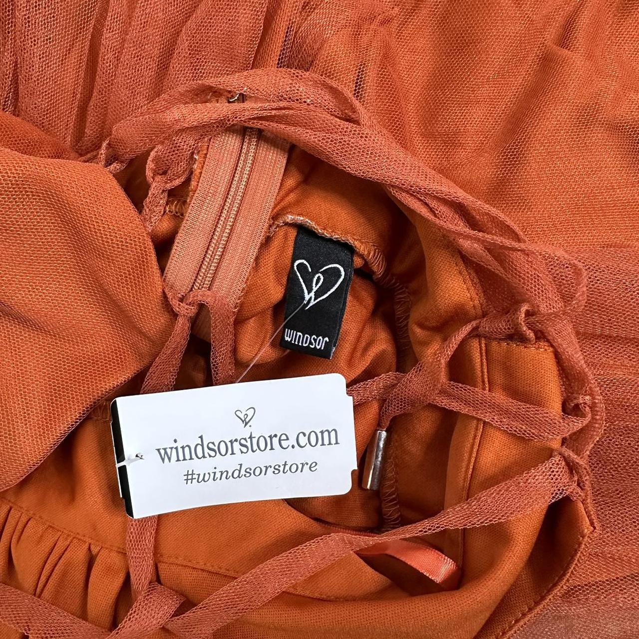 Windsor Women's Orange and Red Dress Depop