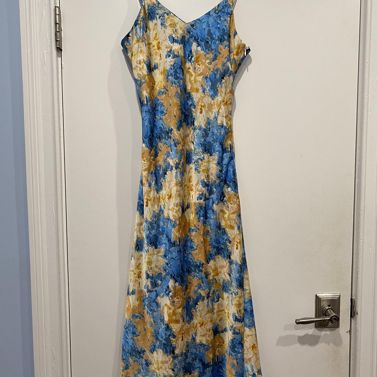 Women's Blue and Yellow Dress | Depop