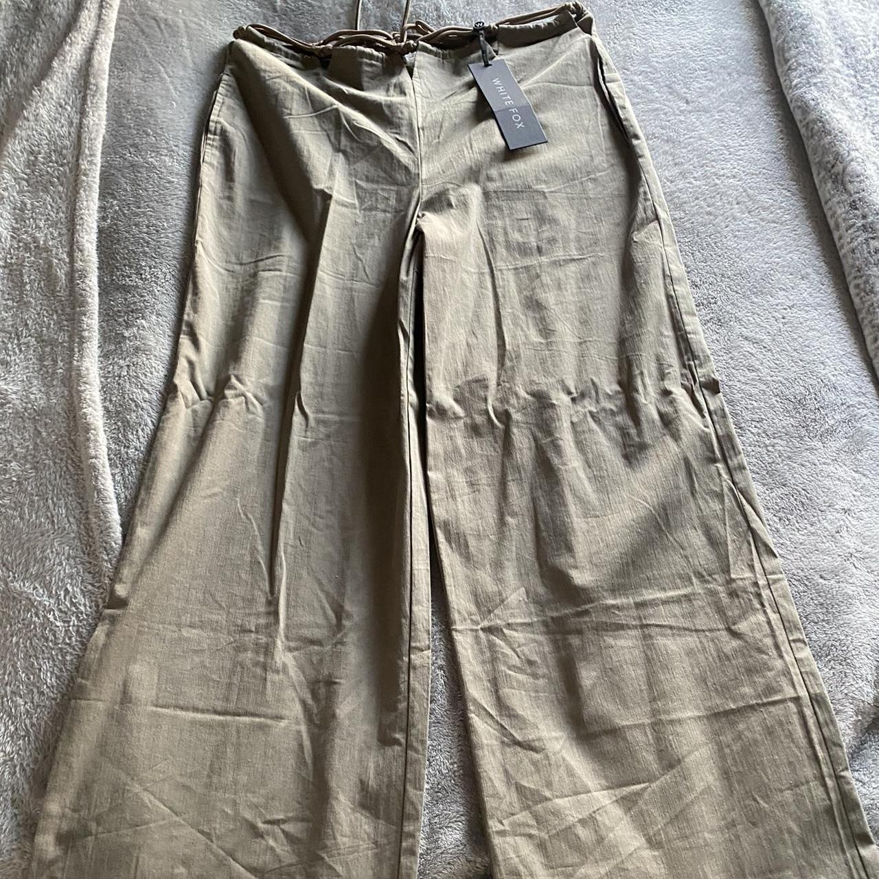 sage green white fox pants - Depop