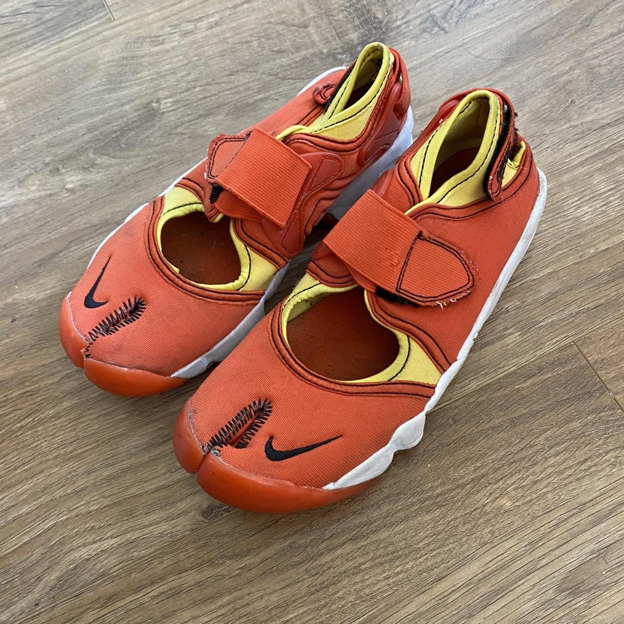 Vintage Nike Air Rift Split Toe Orange, Yellow Depop