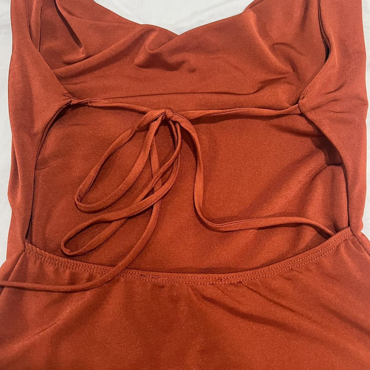 burnt orange bodycon dress size small, can also fit... - Depop