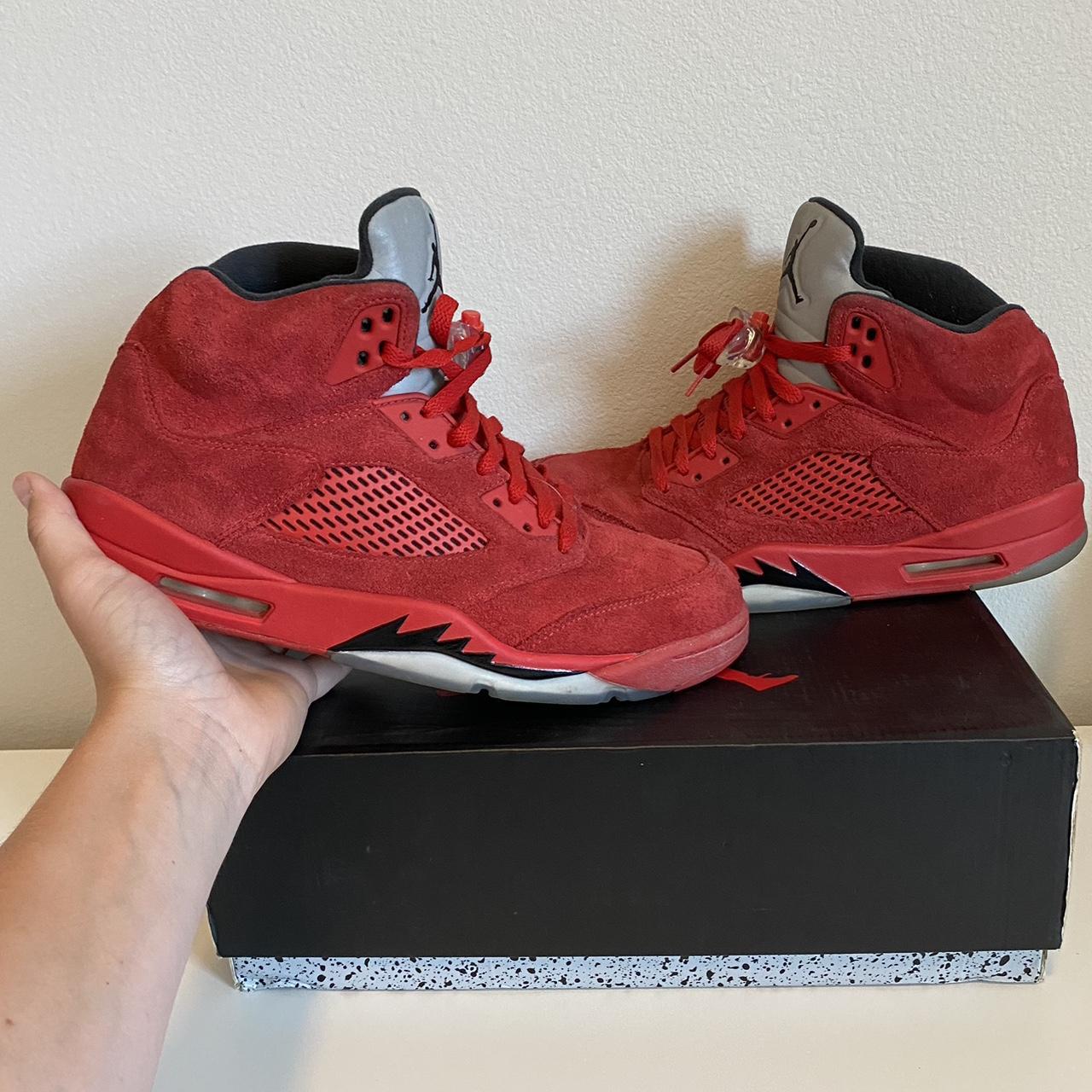 Jordan 5 Red Suede Size 11 No Box Pretty Worn 100 Obo Depop 2009