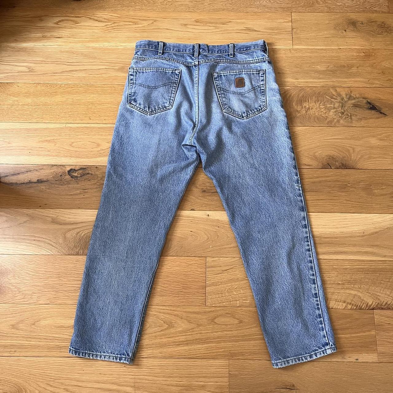 Vintage 90s Carhartt Jeans, Light Blue Wash with... - Depop