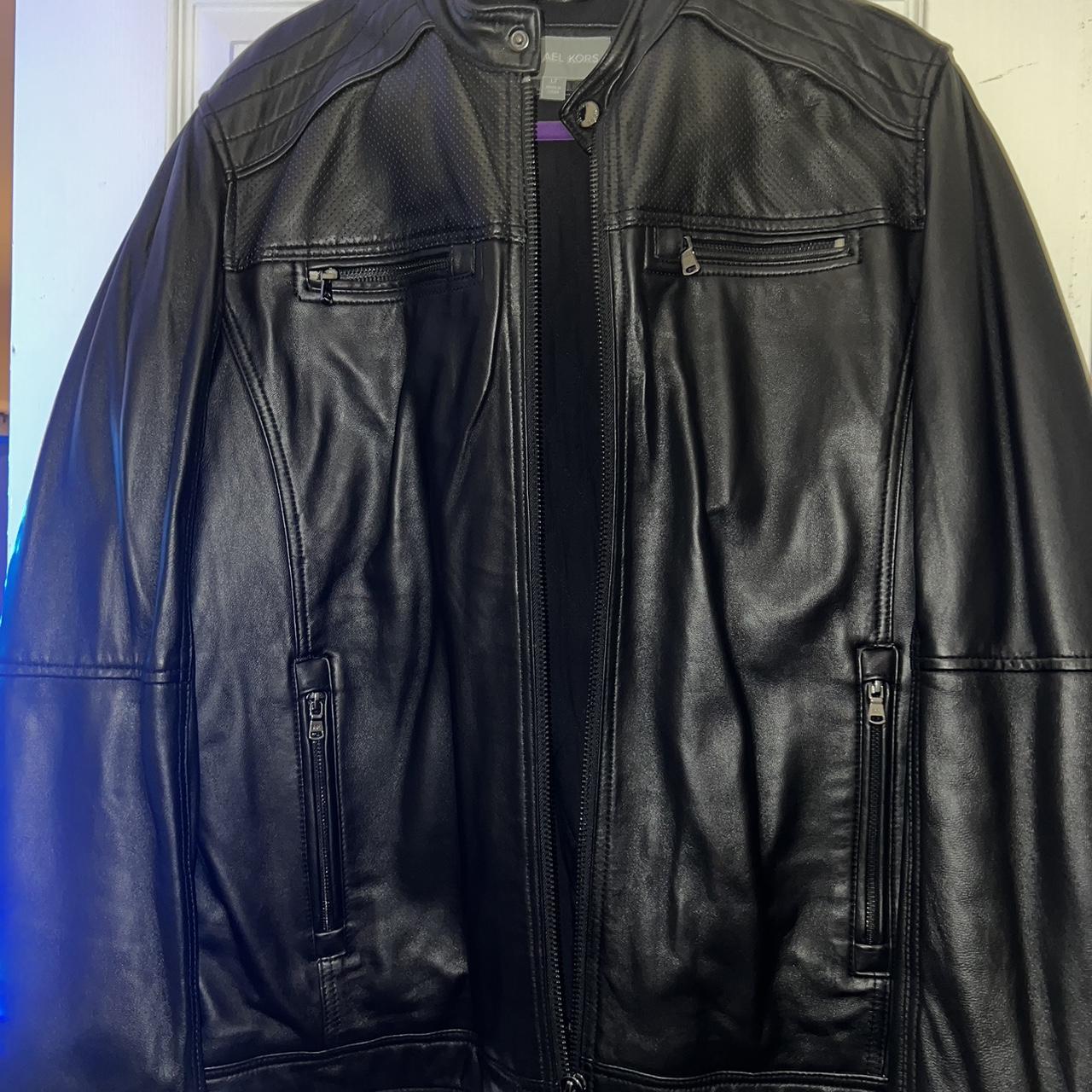 Michael kors men's leather on sale jacket