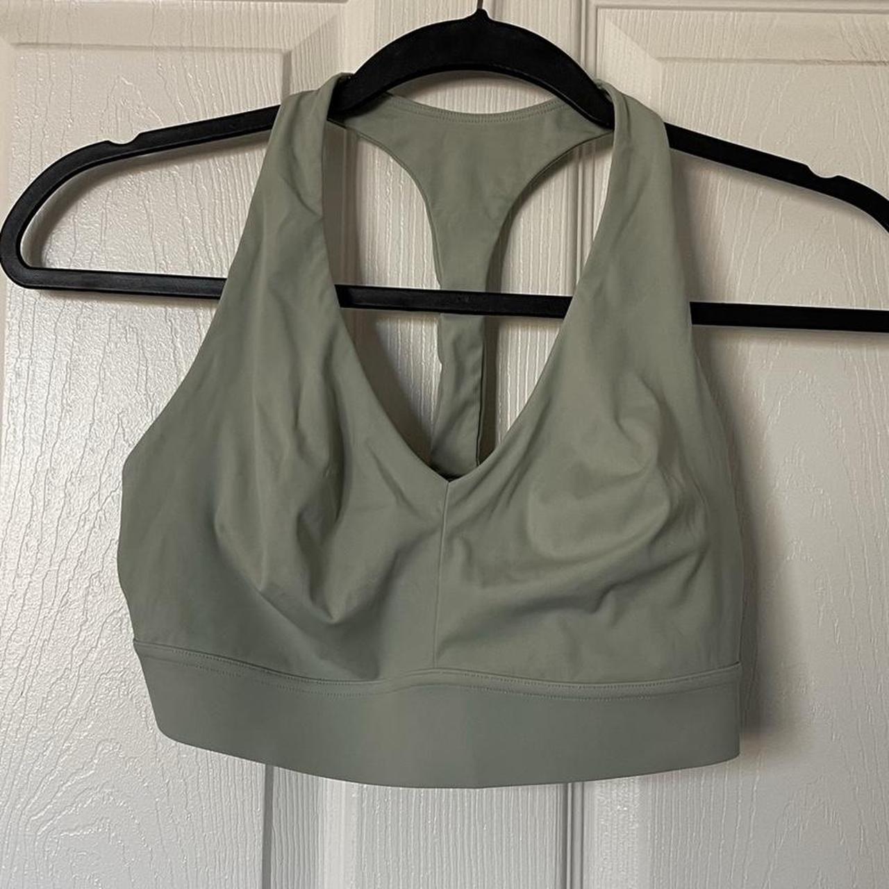 Athleta Yin Yoga Sexy Sports Bra Plunge Sage Green... Depop
