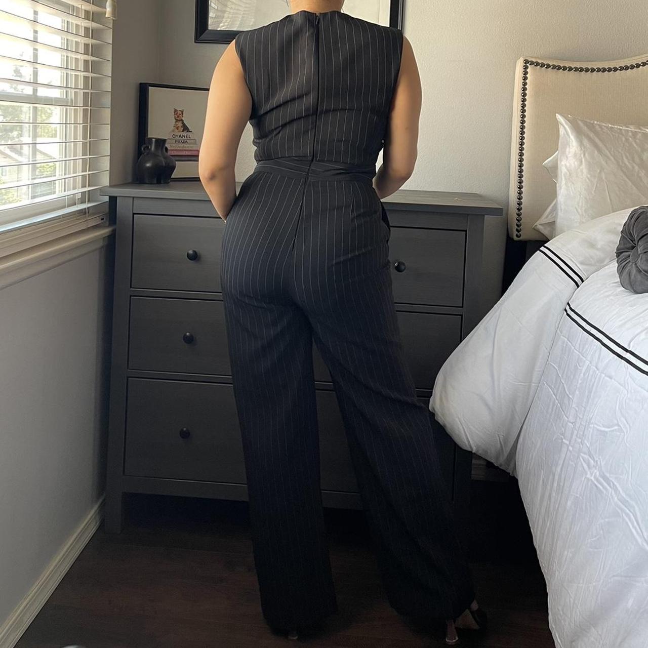 Tahari pinstripe sales jumpsuit