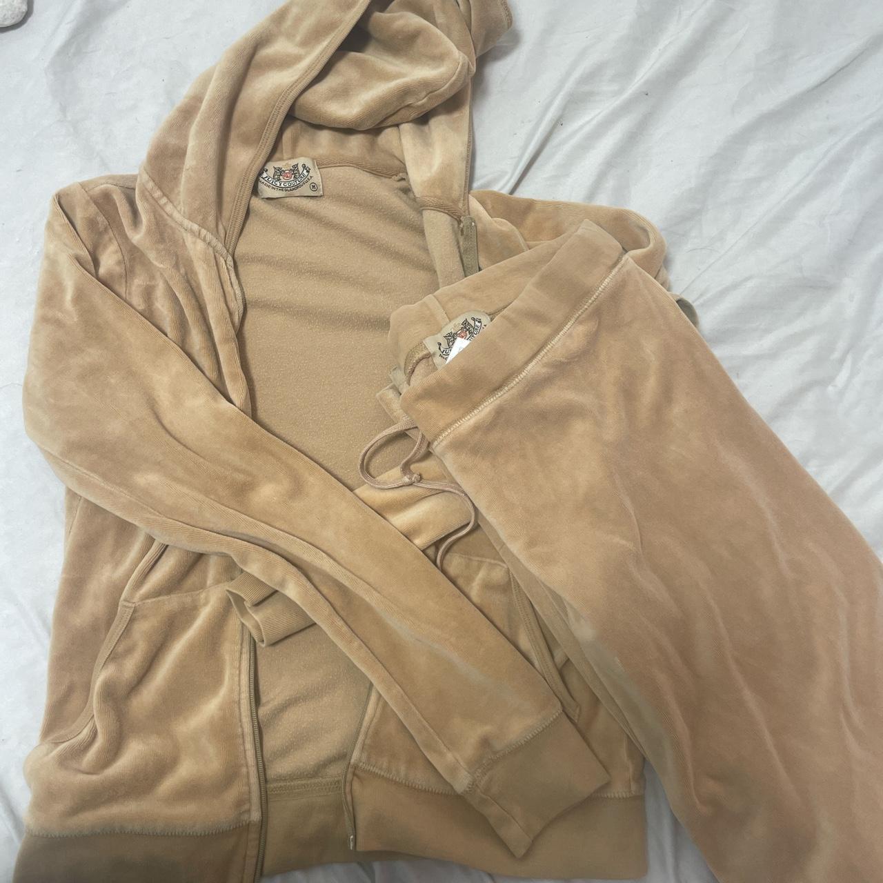 2000's tan juicy tracksuit size M small stain on... - Depop