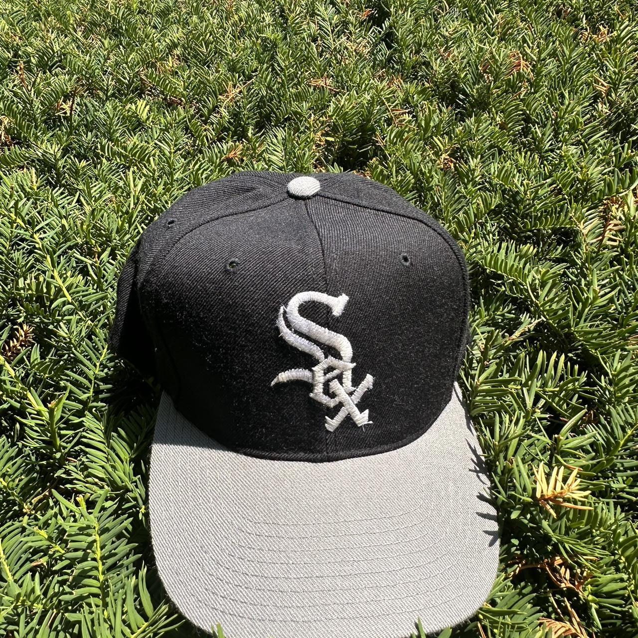 Vintage Chicago white Sox block head SnapBack hat. Depop