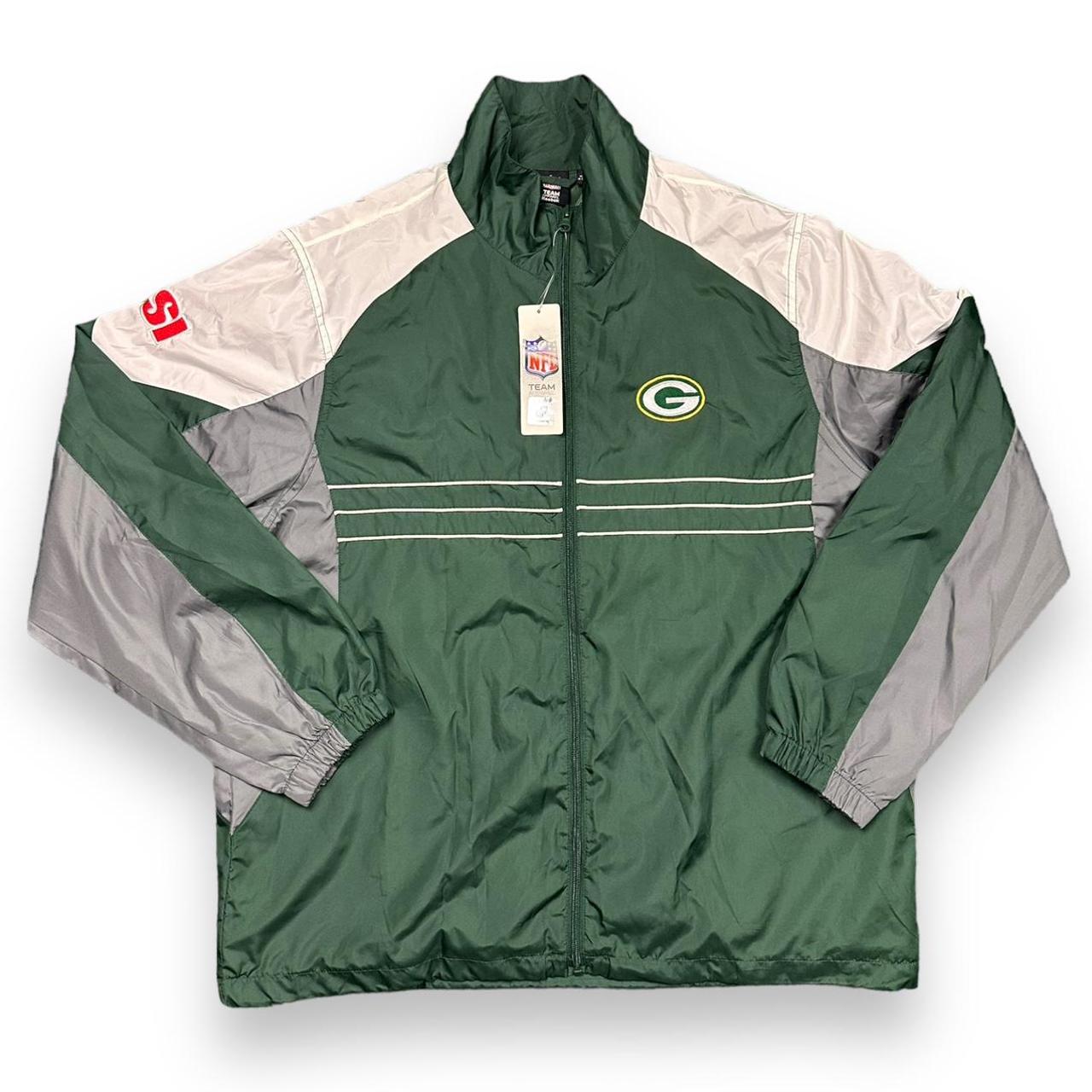 Vtg Mens NFL Green Bay Packers Nylon Windbreaker Snap Tear Away