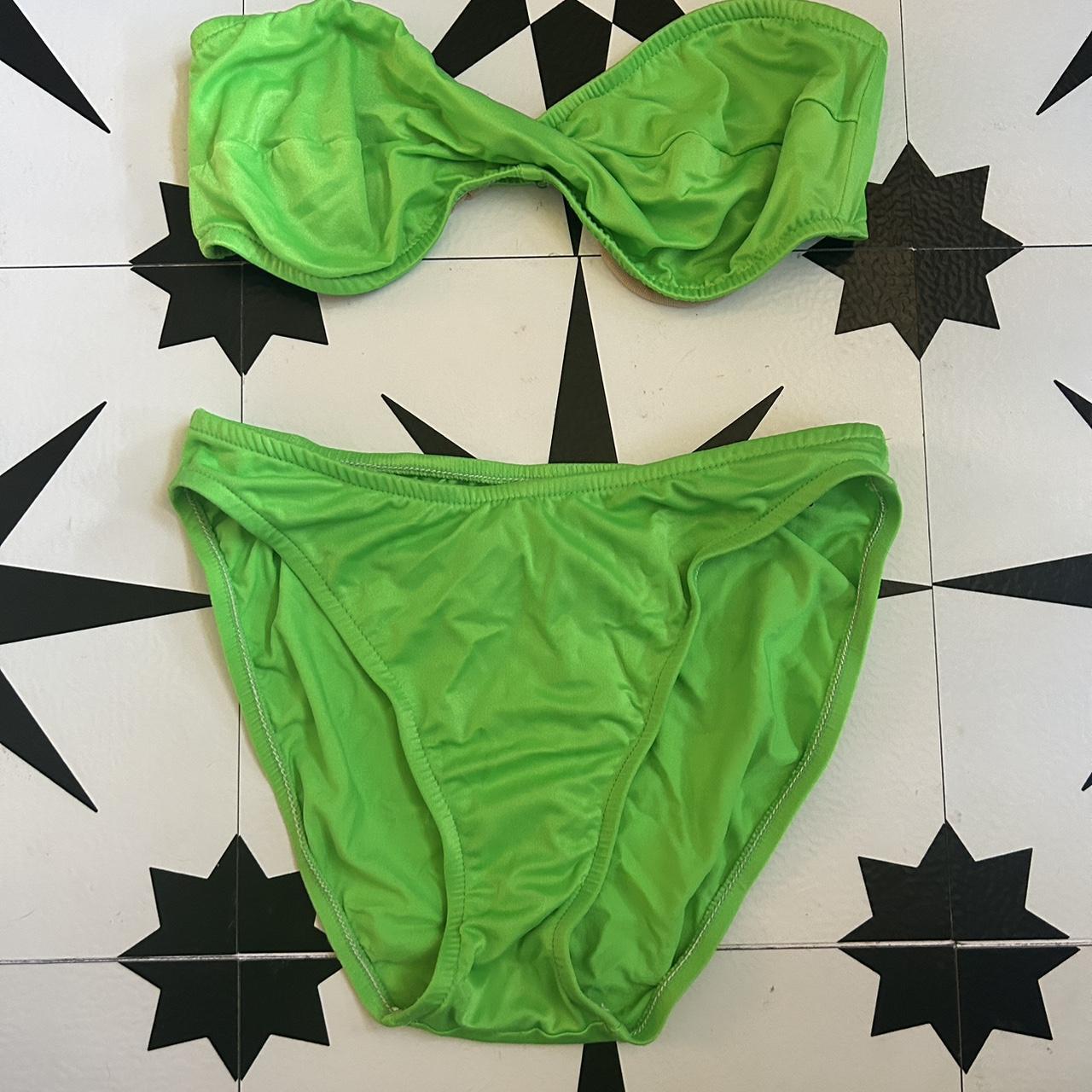 80s/90s Vintage Speedo Bikini in Neon Lime Green.... - Depop