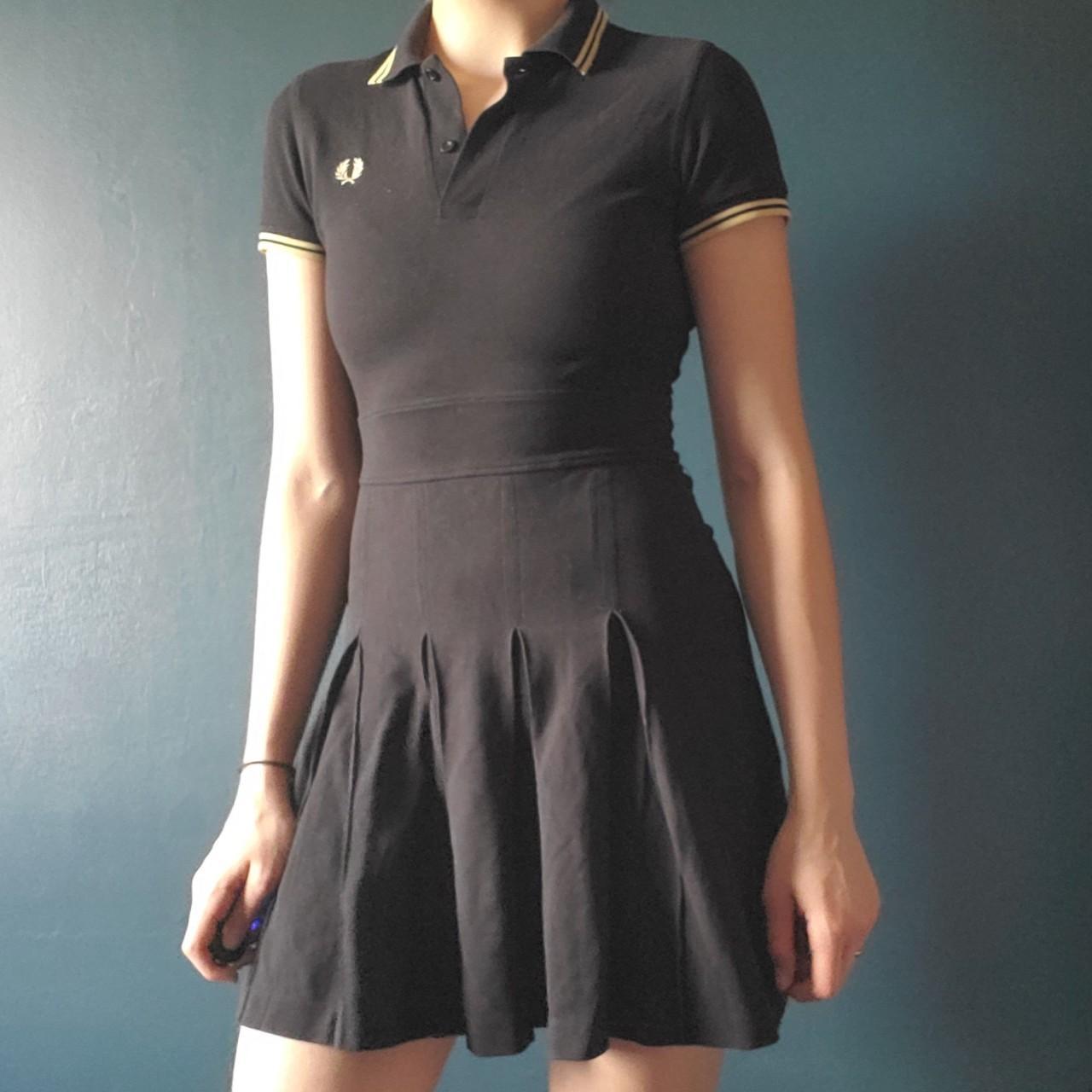Fred Perry Tennis Dress Black and gold Size 6... - Depop