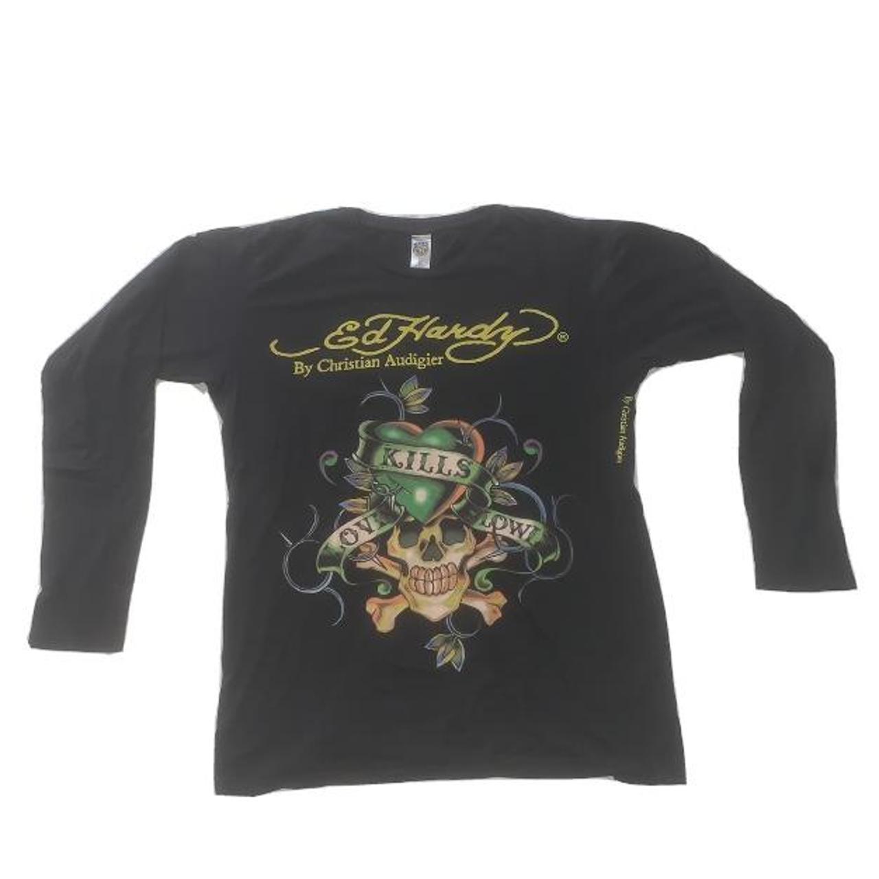 Ed Hardy Men's Black T-shirt | Depop