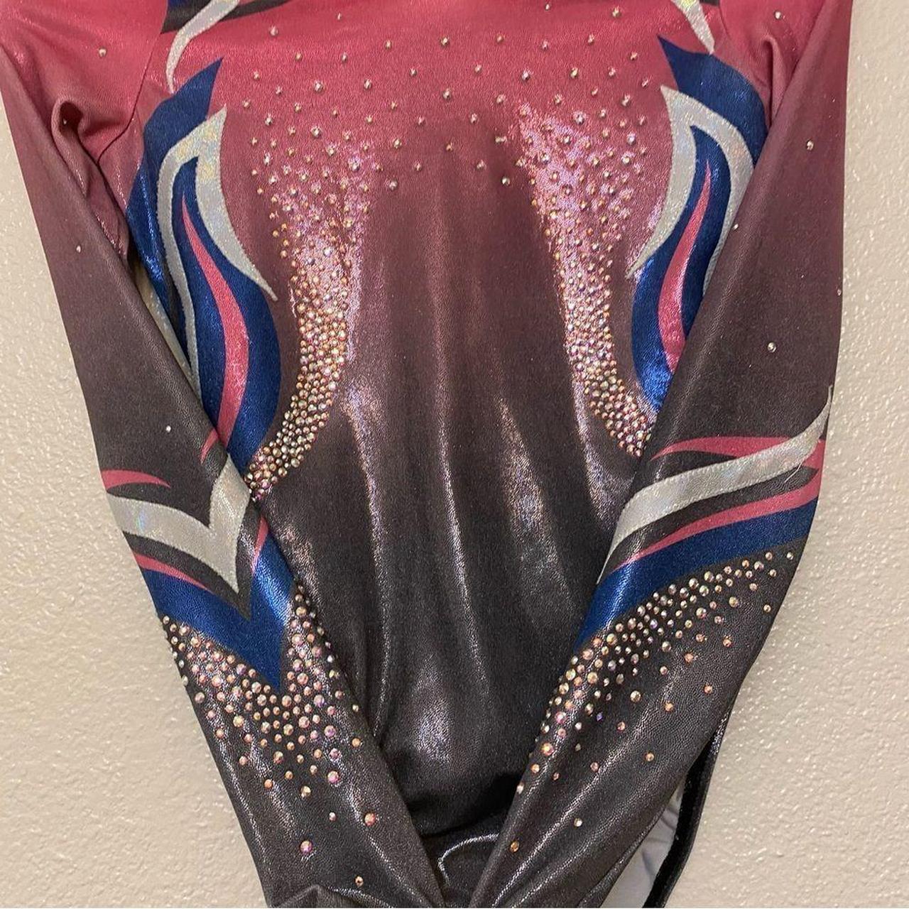 GK 2024 elite custom gymnastics competition leotard long sleeve ombre rhinestone CL