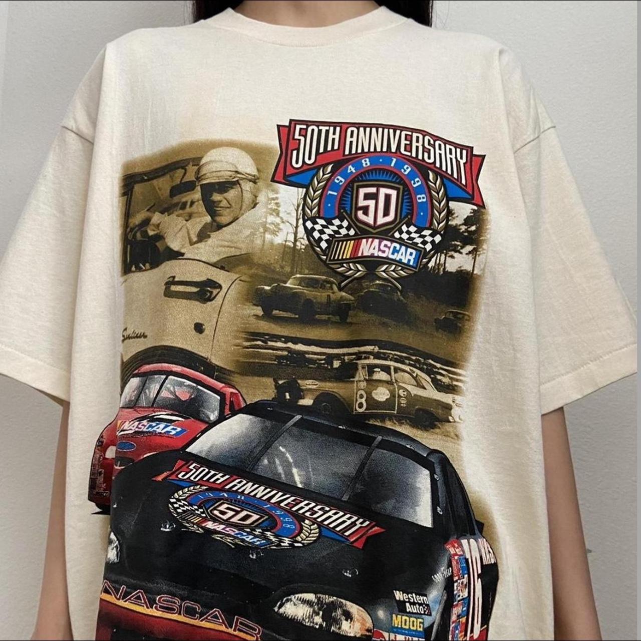 VINTAGE Winston Cup 1998 NASCAR Graphic cream... - Depop