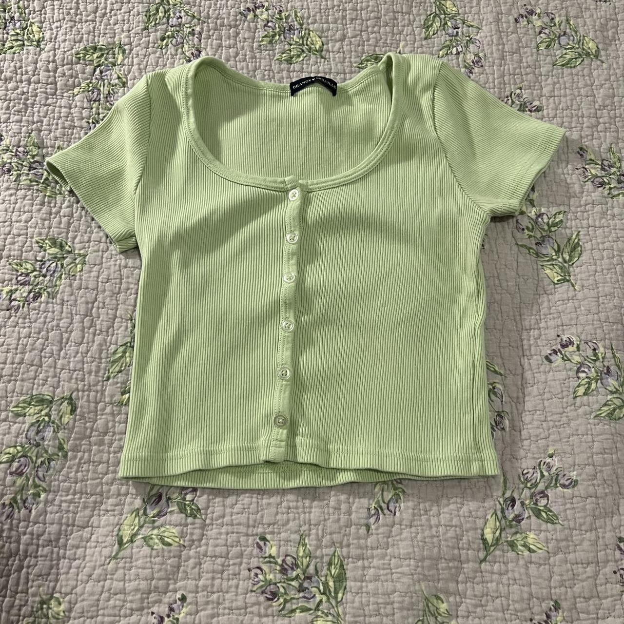 Brandy Melville green button up brandymelville... Depop