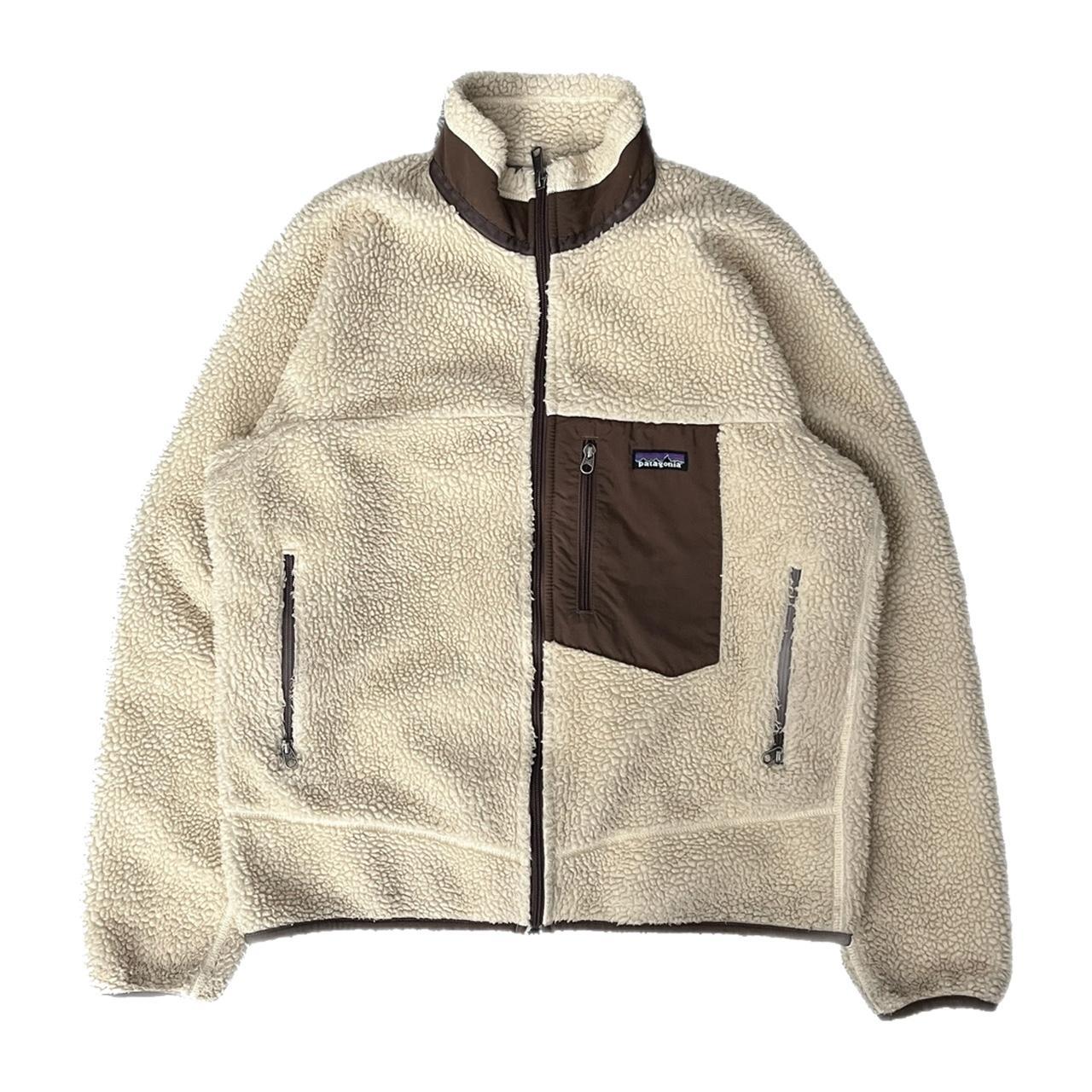 Patagonia Men's Cream and Brown Jacket Depop