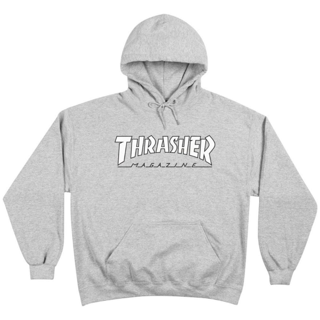 Thrasher Hoody - Outlined - Grey/White Brand new... - Depop