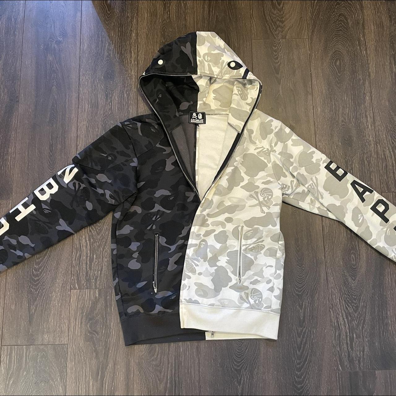 BAPE x Neighborhood Split Camo Shark Full Zip... - Depop